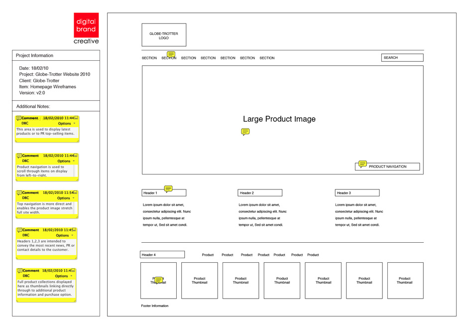 Globe-Trotter website original concept wireframe example