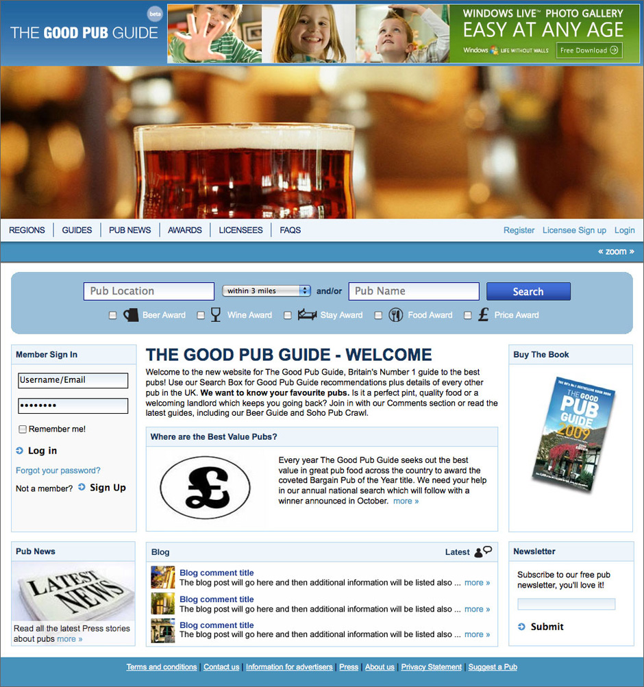 Good Pub Guide Homepage Content Visual