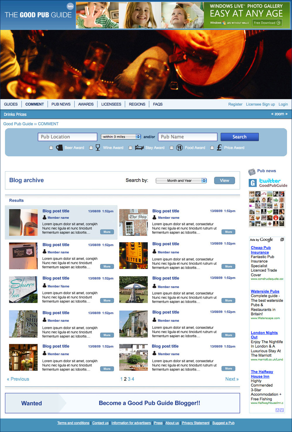 Good Pub Guide Blog Archive Page Visual